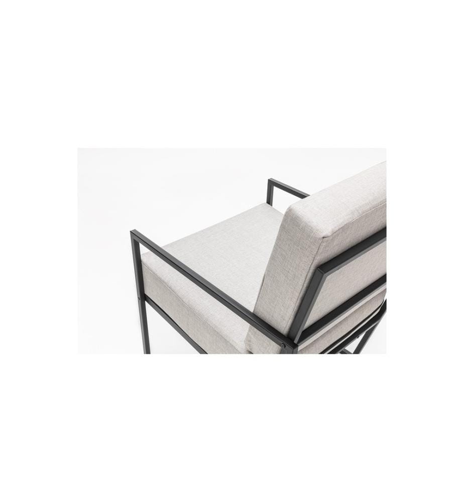 Divano da giardino a 1 posto, Beige, Nero, Struttura: Metallo (profilo 20 X 20 - spessore 1 Mm), Tessuto: 100% Lino