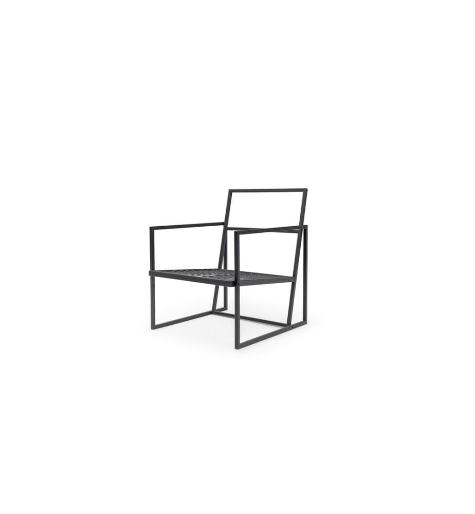 Divano da giardino a 1 posto, Beige, Nero, Struttura: Metallo (profilo 20 X 20 - spessore 1 Mm), Tessuto: 100% Lino
