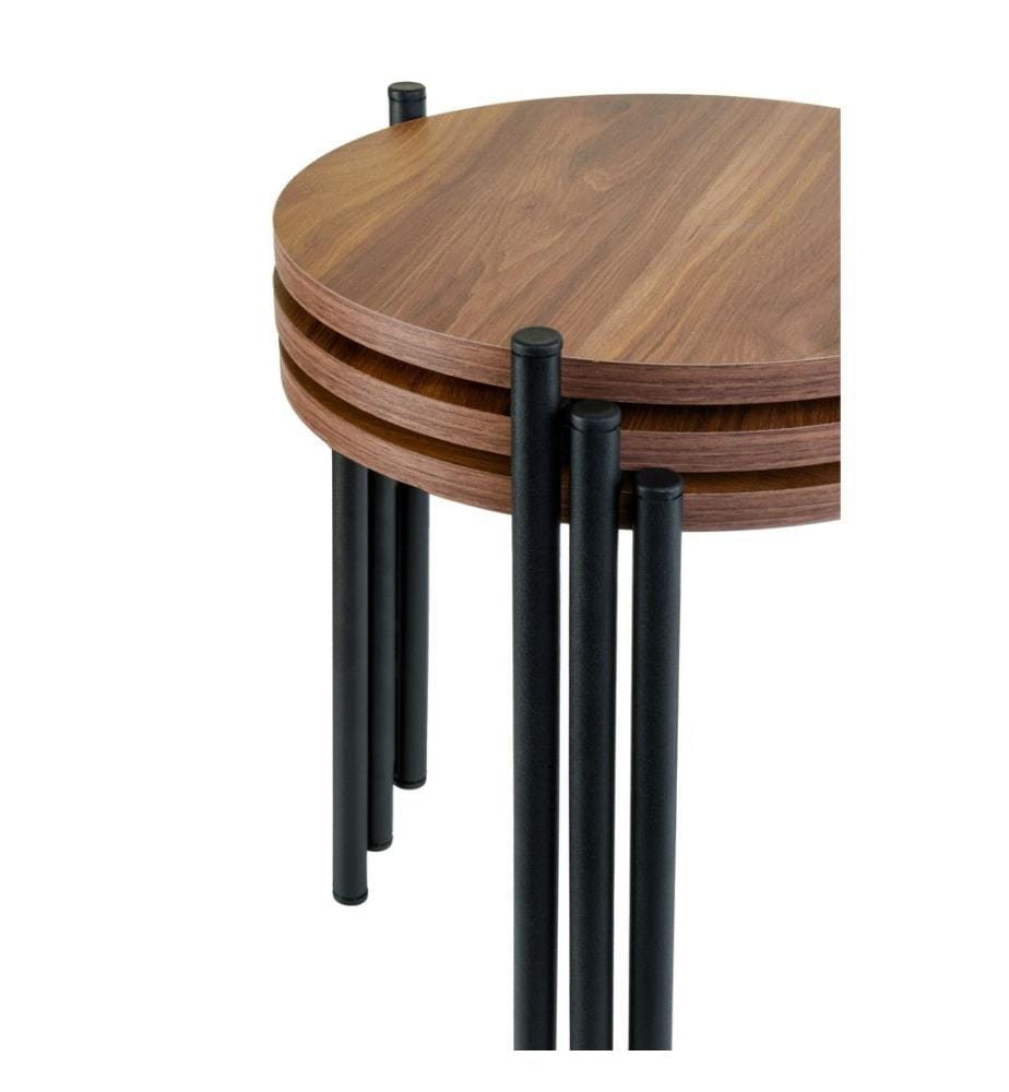 Tavolo Nesting , 3 Pezzi, Rovere, Nero, 100% Pannello di particelle rivestito di melamina (spessore: 1,8 Mm), Telaio: Metallo (spessore 1 Mm)