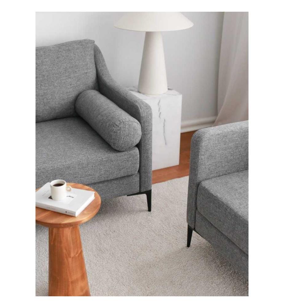 3-Sitzer Sofa, Grau, Gestell: 100% Hainbuche, Stoff: 100% Leinen