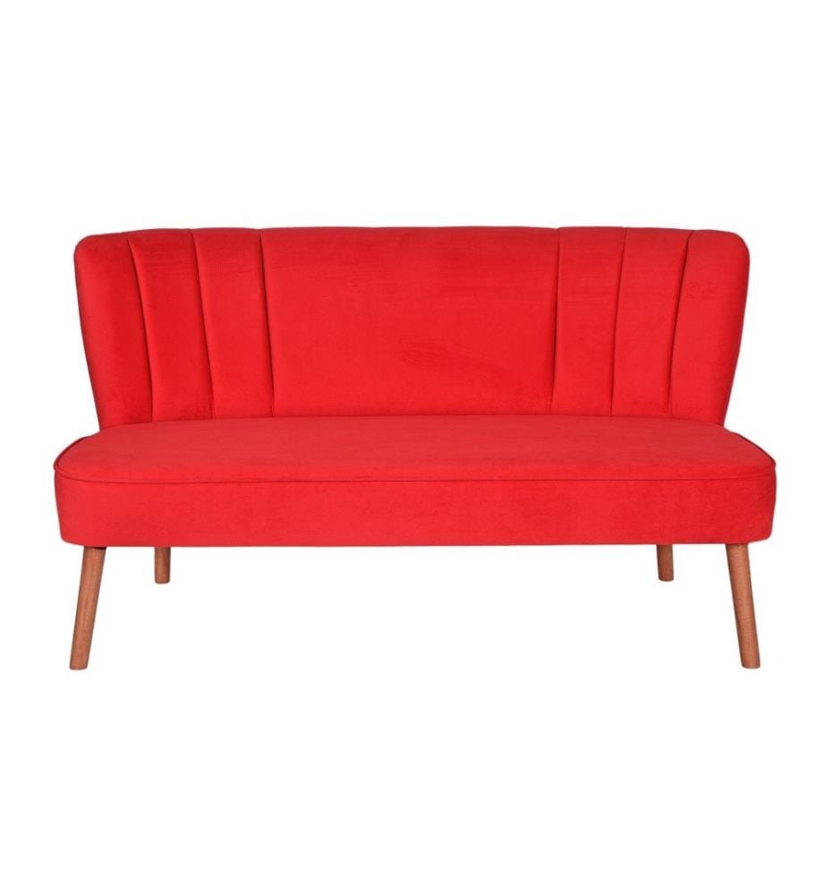 2-Seat Sofa, Red, Solid Wood Frame, Polyester Fabric
