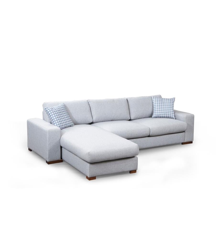 Ecksofa, Hellgrau, Gestell aus Buchenholz - Spanplatte, Stoff aus Polyester