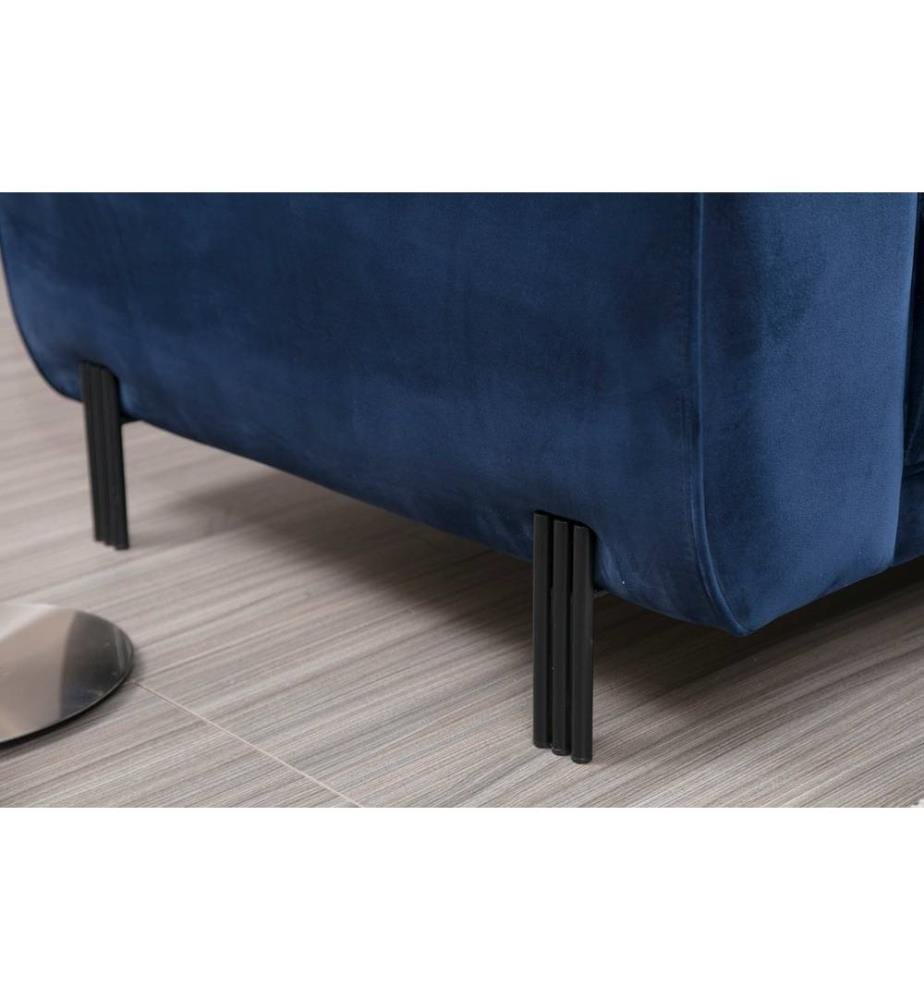 Divano-letto angolare, blu navy, struttura in legno di faggio e truciolato, tessuto in poliestere