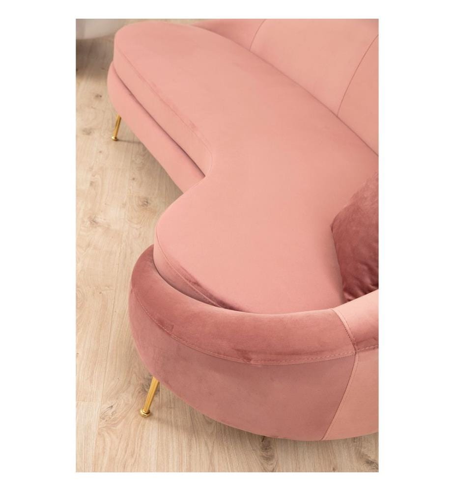 3-Seat Sofa, Pink, Beech Wood - Chipboard Frame, Polyester Fabric