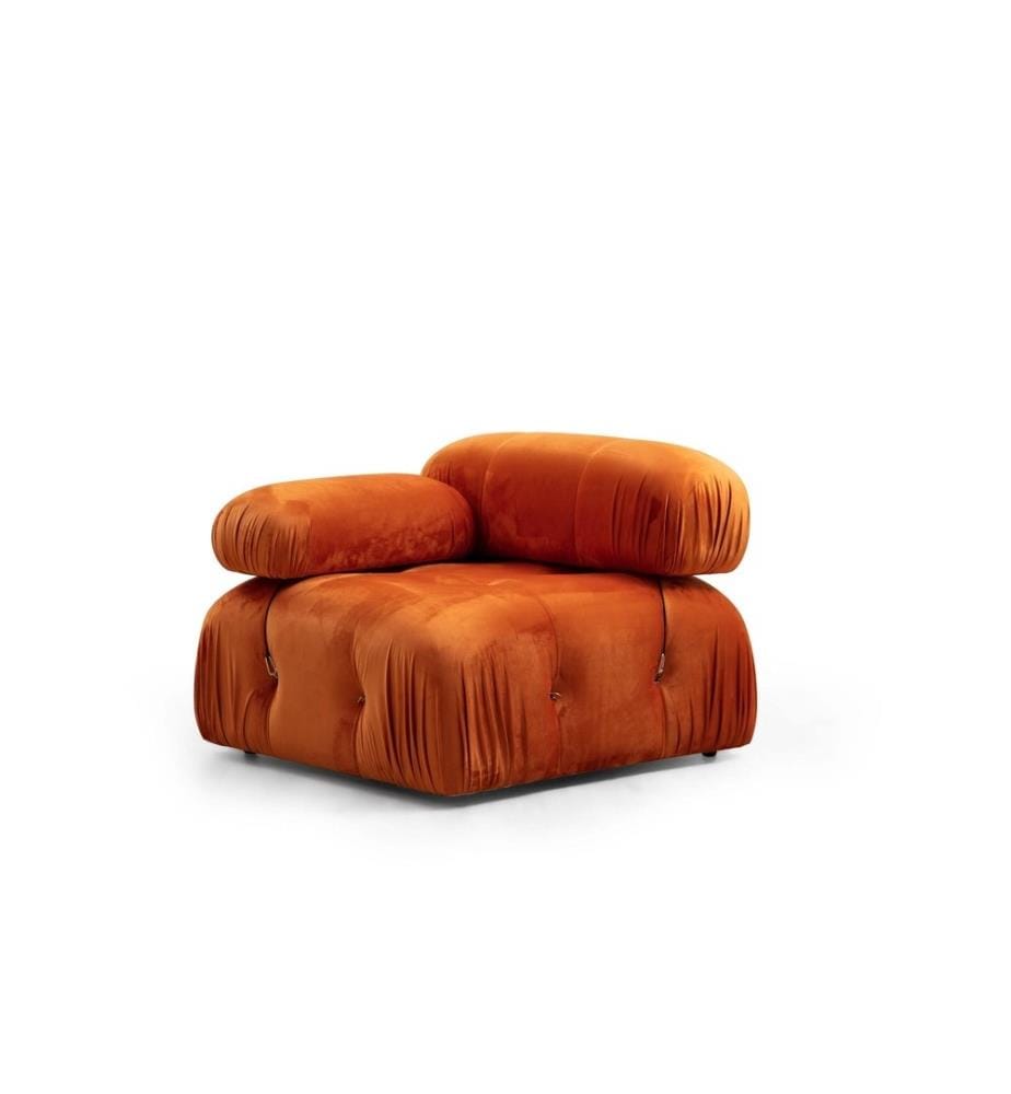 1-Sitz-Sofa, Orange, Gestell aus Buchenholz - Spanplatte, Stoff aus Polyester
