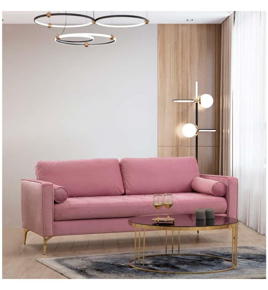 Divano a 3 posti, Dusty Rose, struttura in legno di faggio e truciolato, tessuto in poliestere