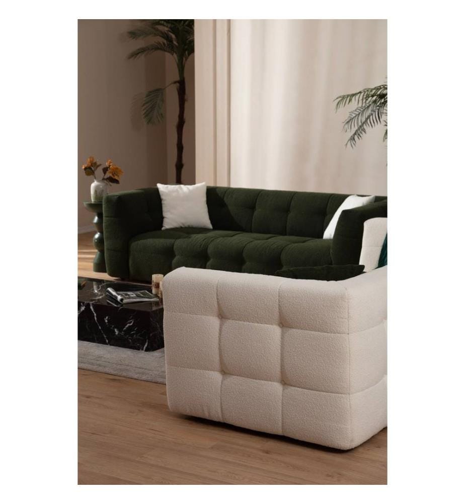 3-Sitzer Sofa, Beige, Gestell: Buchenholz - Spanplatte, Stoff: 100% Polyester