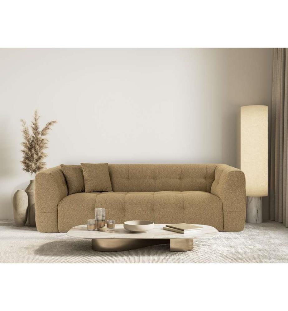 Divano a 3 posti, Khaki, Struttura: Legno di faggio - truciolato, Tessuto: 100% Poliestere