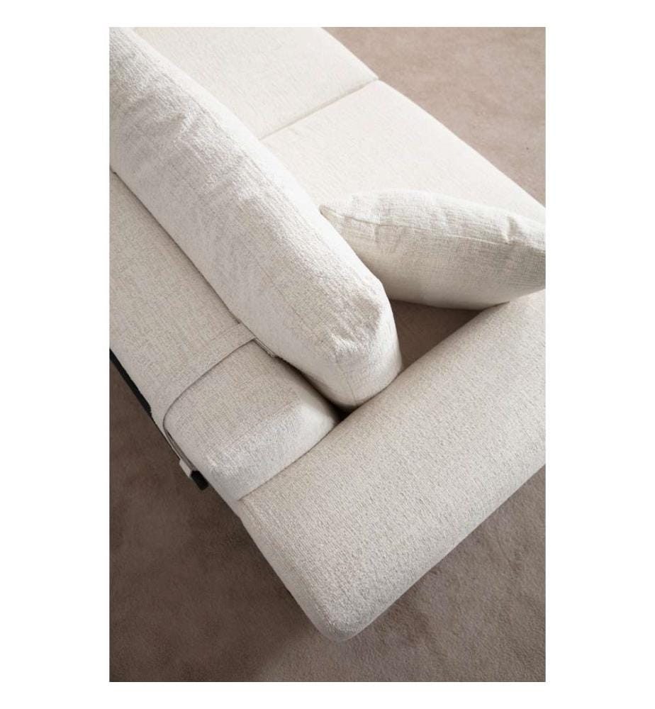 3-Sitz Sofa, Weiss, Gestell: Buchenholz - Spanplatte, Stoff: 100% Polyester