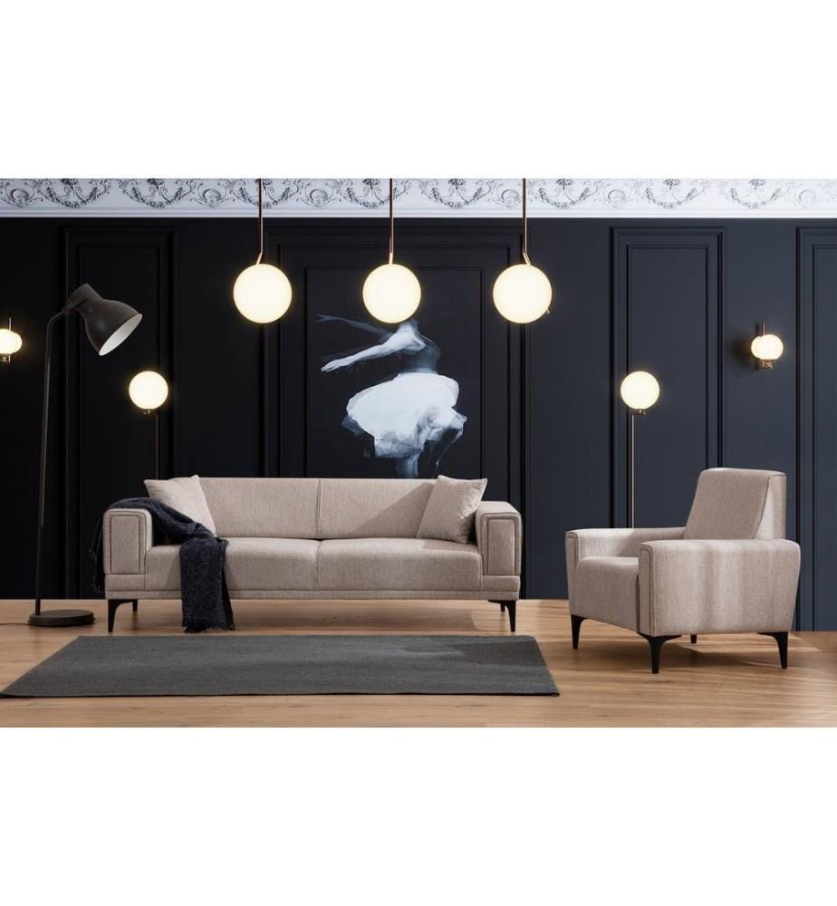 Divano-letto a 3 posti, Marrone chiaro, Struttura: Legno di faggio - truciolato, Tessuto: 100% Poliestere