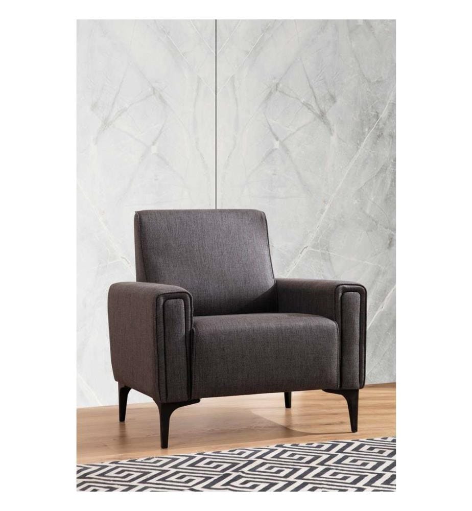 Divano a 1 posto, Grigio scuro, Struttura: Legno di faggio - truciolato, Tessuto: 100% Poliestere