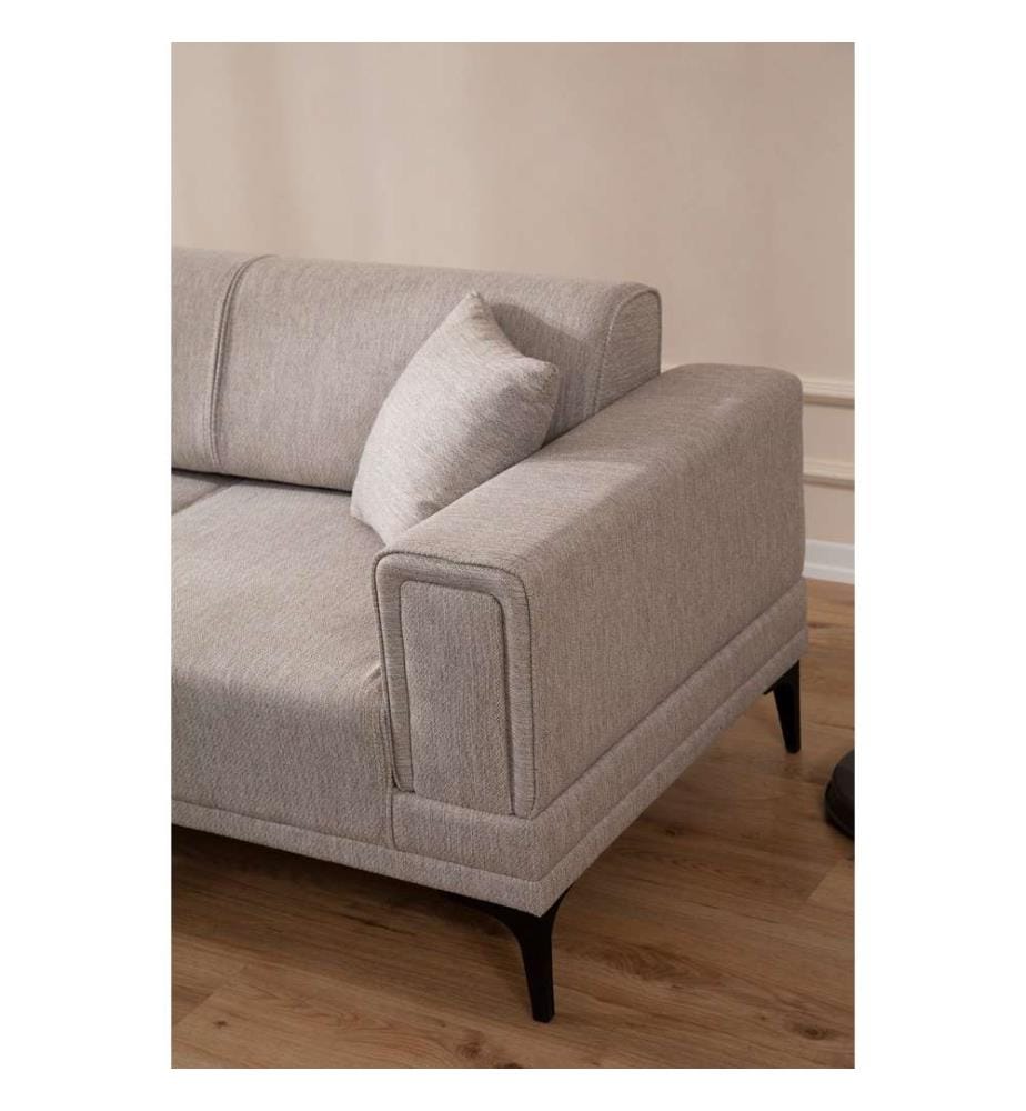 Divano-letto angolare, Marrone chiaro, Struttura: Legno di faggio - truciolato, Tessuto: 100% Poliestere