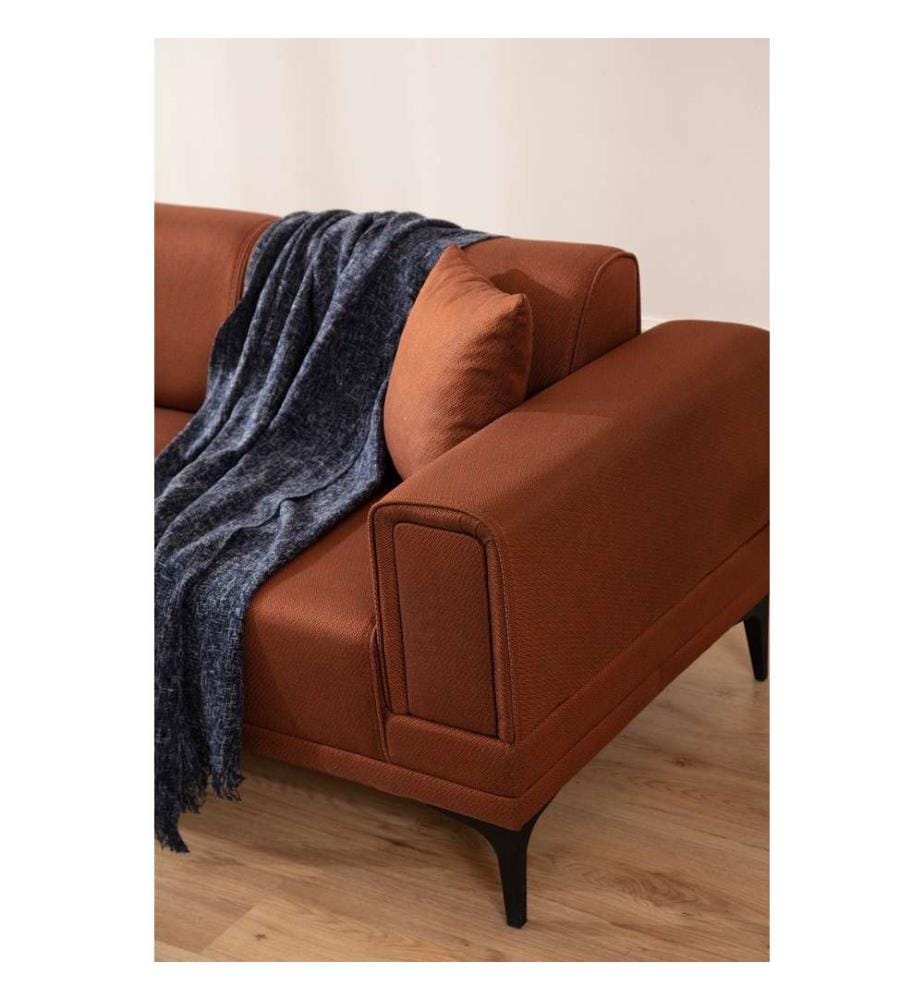 Divano-letto angolare, Rosso piastrella, Struttura: Legno di faggio - truciolato, Tessuto: 100% Poliestere
