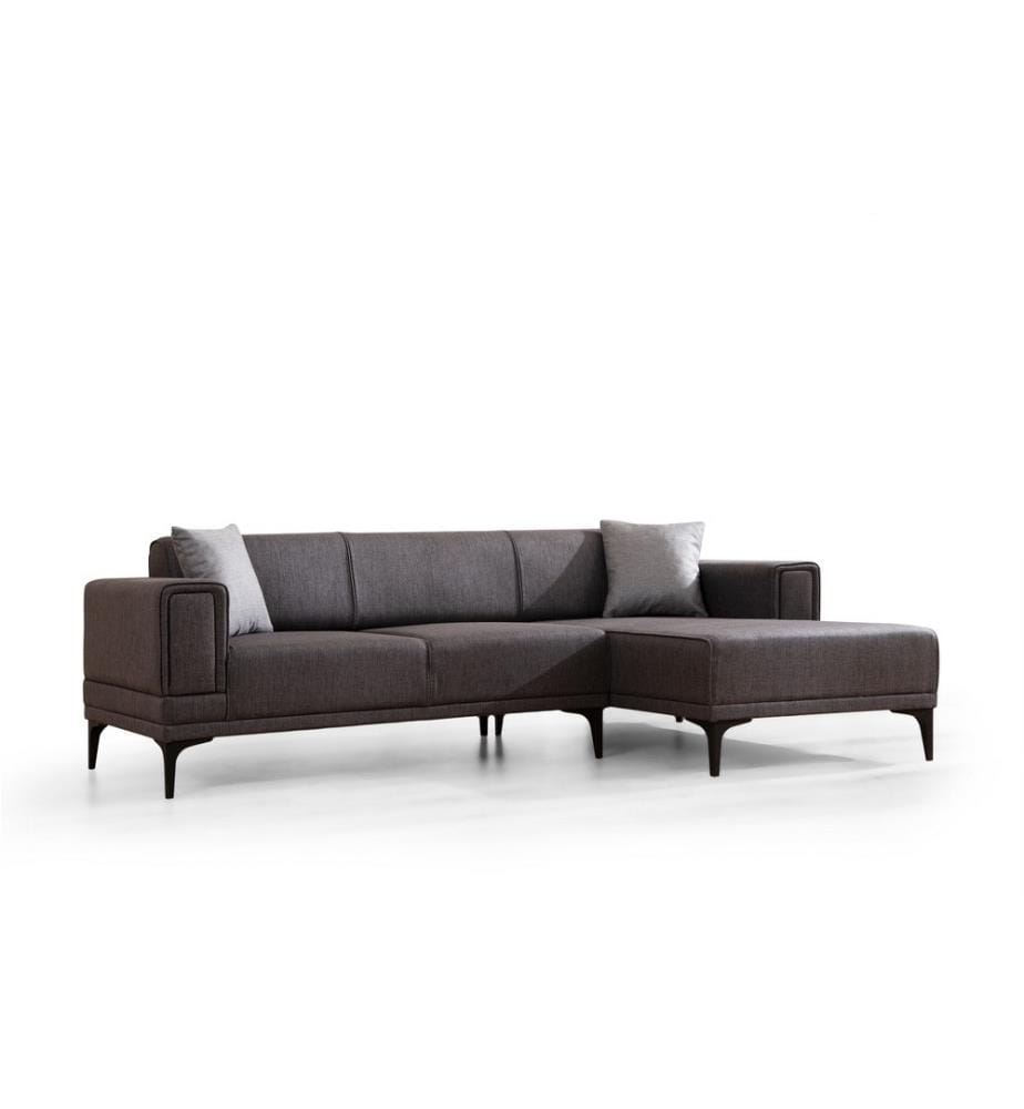 Ecksofa-Bett, Dunkelgrau, Rahmen: Buchenholz - Spanplatte, Stoff: 100% Polyester
