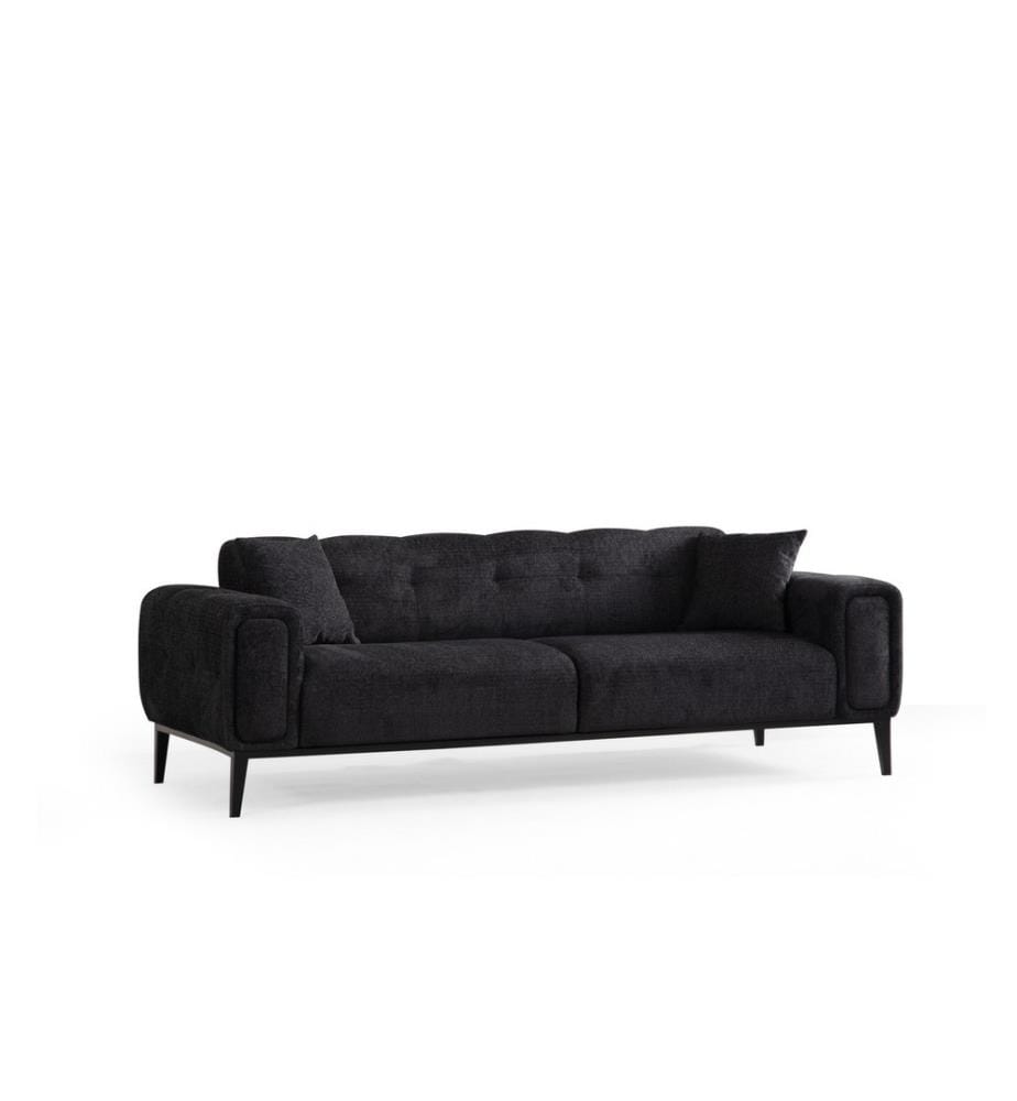Divano-letto a 3 posti, Nero, Struttura: Legno di faggio - truciolato, Tessuto: 100% Poliestere
