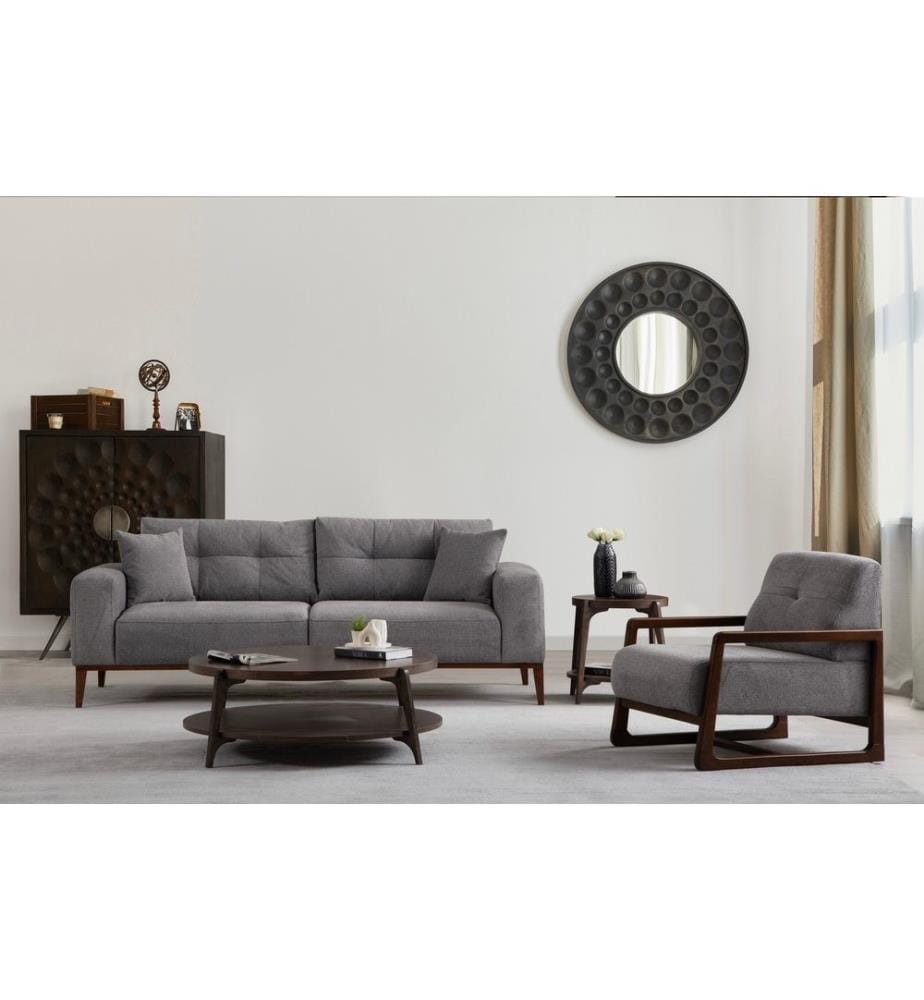 Divano-letto a 3 posti, Grigio chiaro, Struttura: Legno di faggio - truciolato, Tessuto: 100% Poliestere