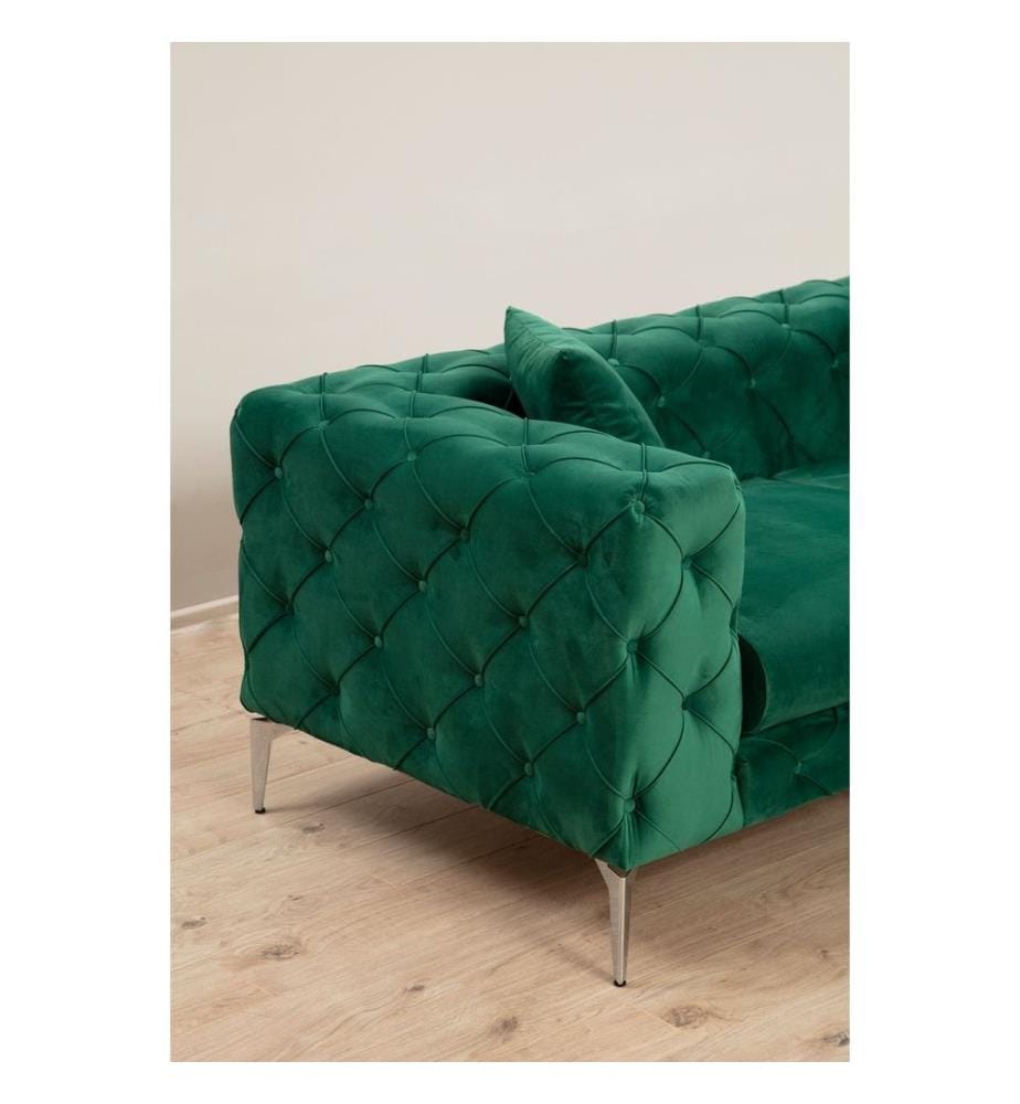3-Sitz-Sofa, Grün, Gestell aus Buchenholz - Spanplatte, Polyestergewebe