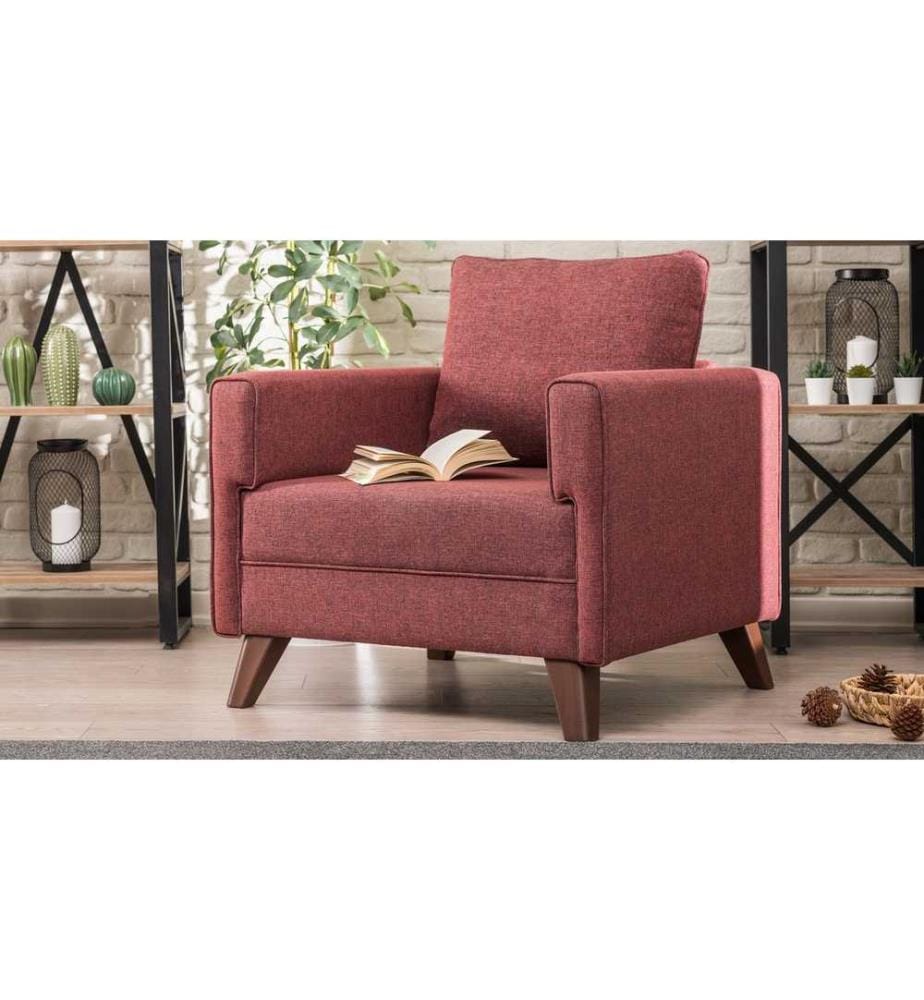 1-Sitz Sofa, Claret Red, Holz - MDF Rahmen, Polyester Stoff