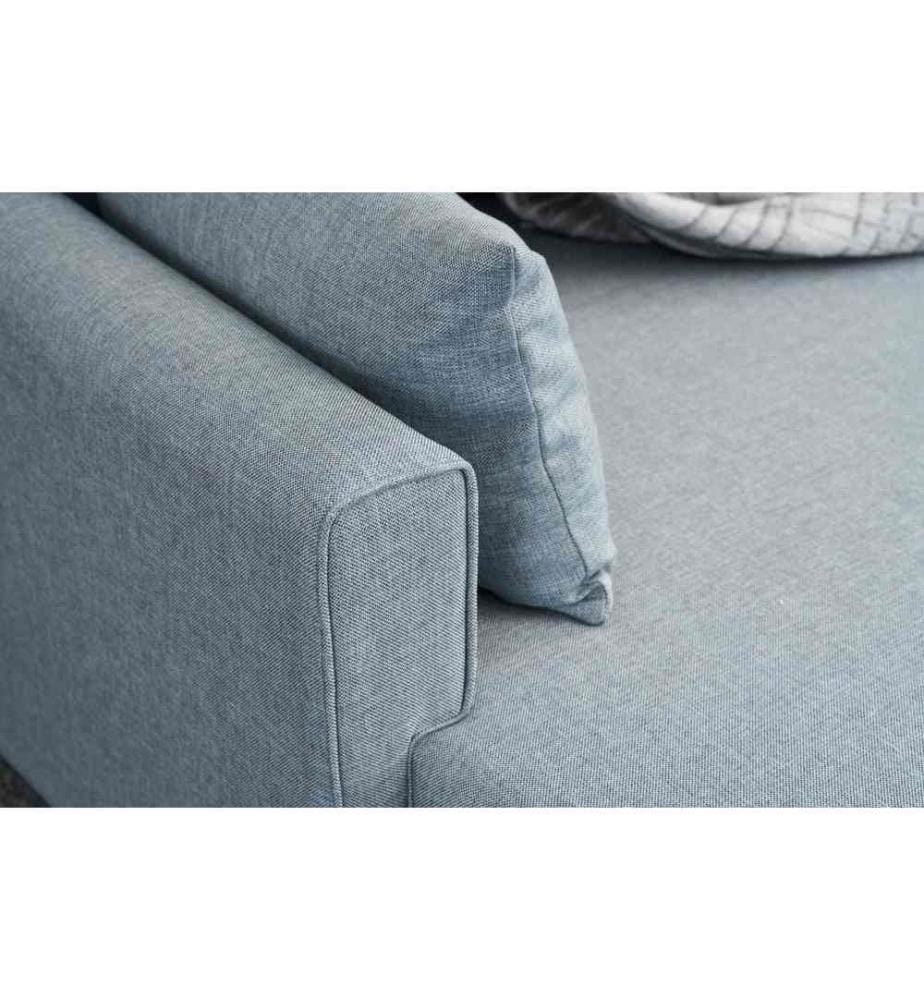 Divano-letto angolare, blu, struttura in abete, tessuto in poliestere
