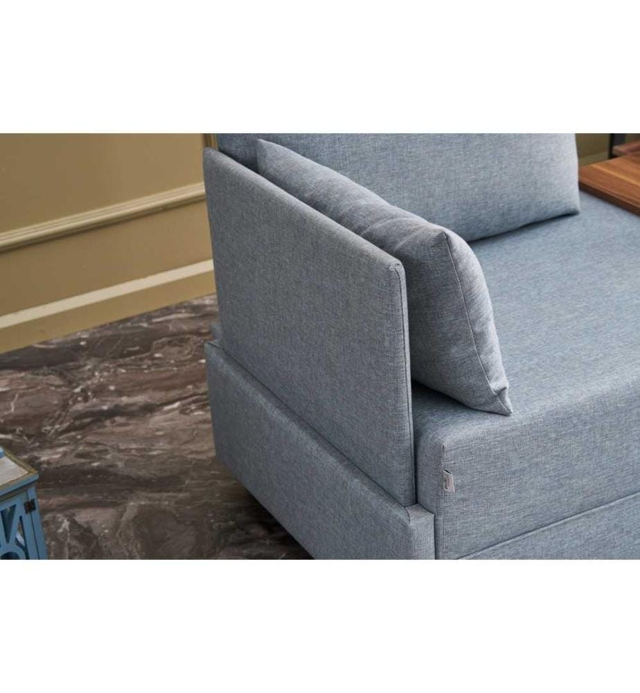 Divano a 1 posto, blu, struttura in legno massiccio e particelle rivestite in melamina, tessuto in poliestere e cotone