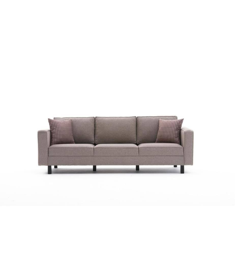 3-Seat Sofa, Cream, Beech Wood Frame, Polyester - Linen Fabric