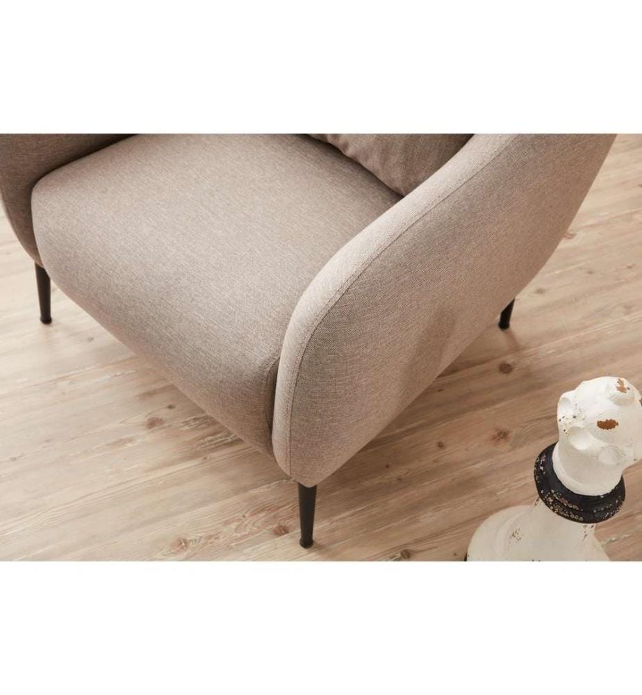 Divano a 1 posto, crema, struttura in legno di faggio, tessuto 50% poliestere - 50% lino