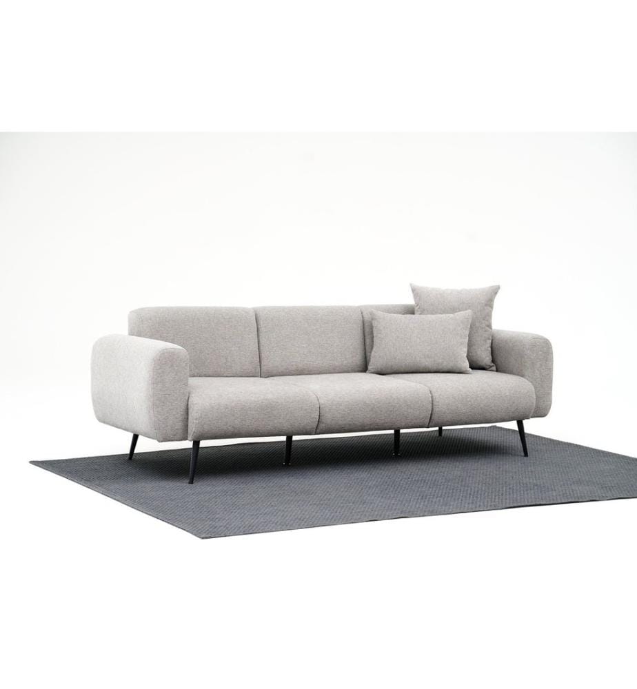 Divano a 3 posti, Grigio chiaro, 100% legno di faggio, Tessuto: 100% Poliestere (tessuto cinigliato)