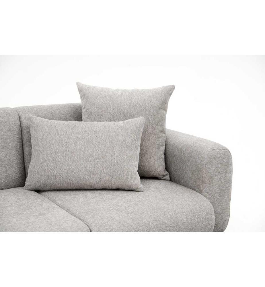 Divano a 3 posti, Grigio chiaro, 100% legno di faggio, Tessuto: 100% Poliestere (tessuto cinigliato)