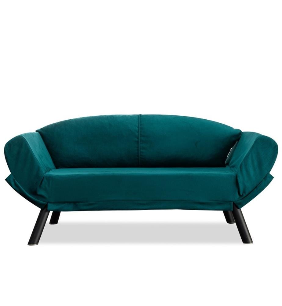 2-Sitz-Sofa-Bett, Petrolblau, Metallgestell, leicht zu reinigender, austauschbarer Stoff Stoff
