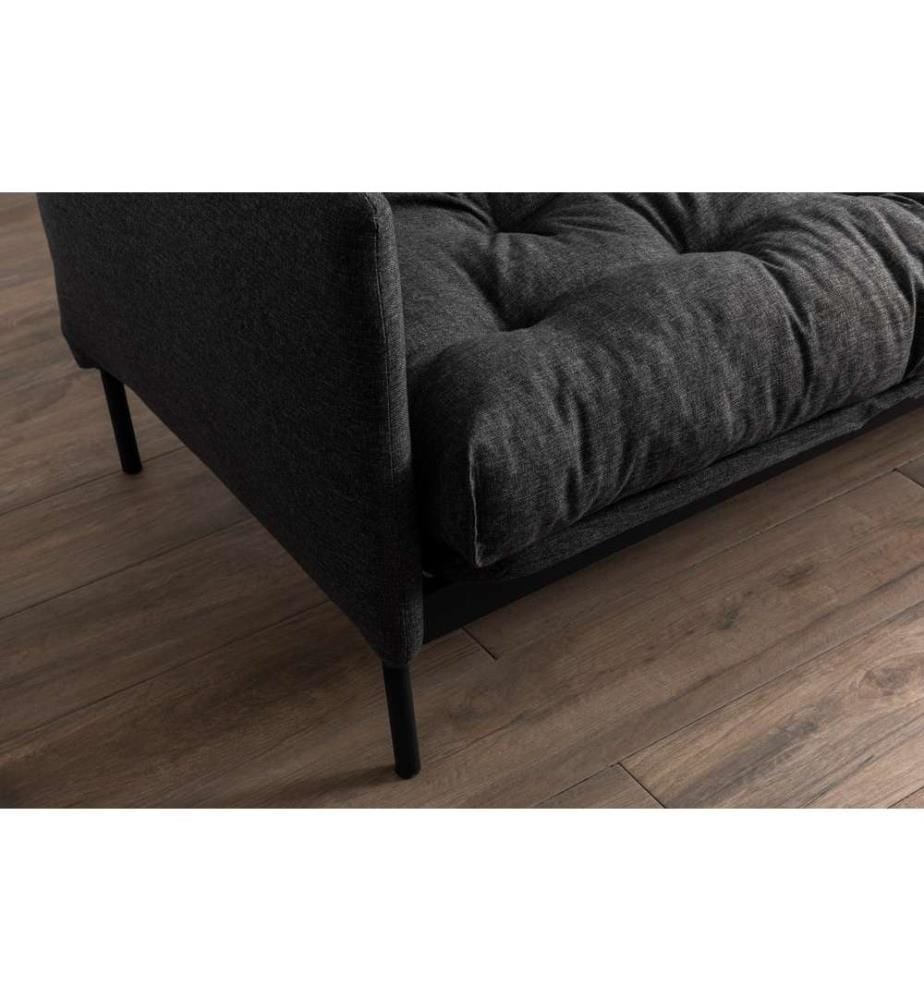 Divano letto a 3 posti, Grigio scuro, Struttura: 0 Metallo, Tessuto: Tessuto di lino