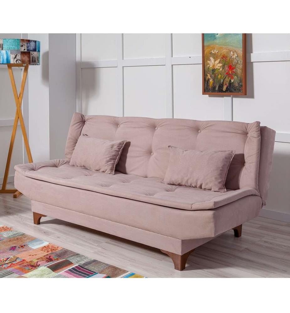 Divano-letto a 3 posti, roccia, struttura in legno di pino, tessuto a maglia Tessuto