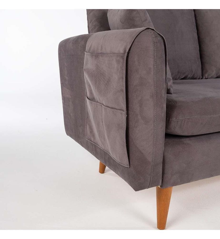 3-Sitz-Sofa, Anthrazit, Gestell aus Kiefernholz, Strickstoff Stoff