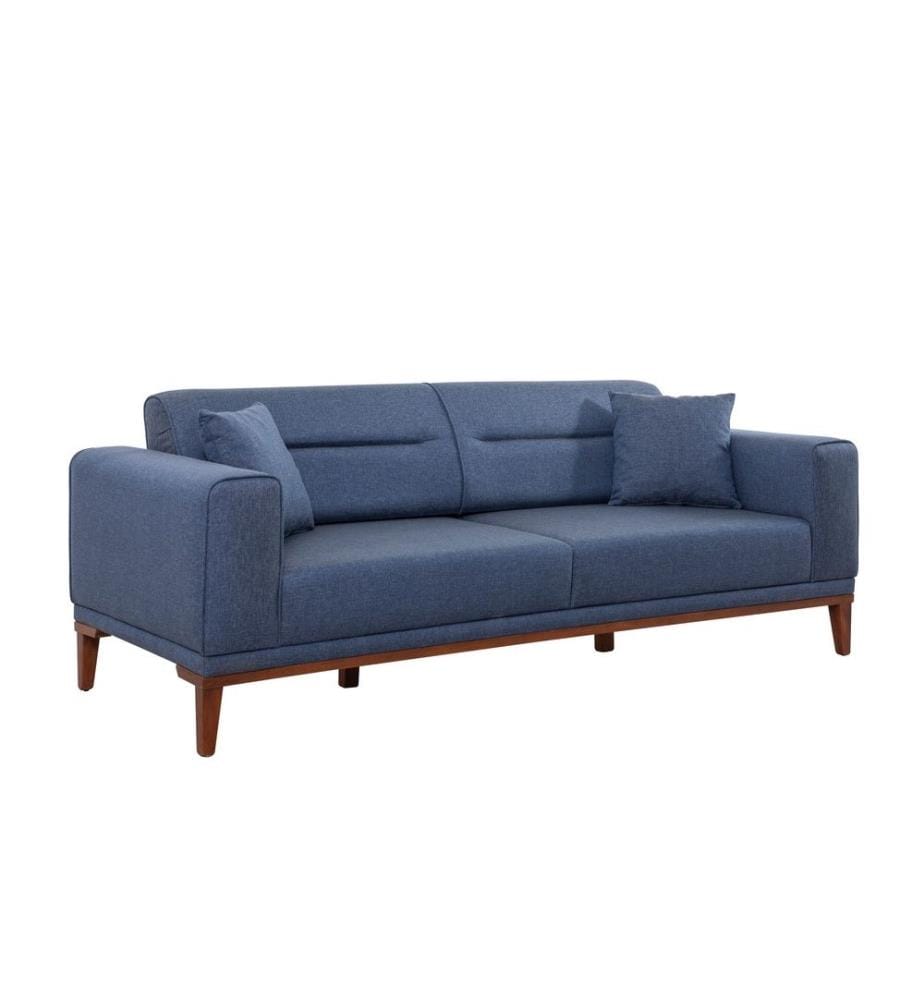 Set divano-letto, blu scuro, struttura in carpino, tessuto in poliestere