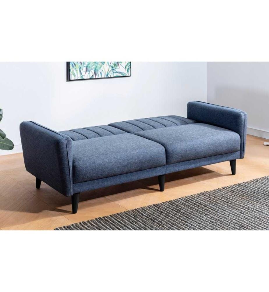 Set divano-letto, blu navy, struttura in legno di carpino, tessuto in poliestere