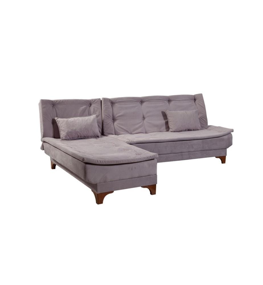 Divano-letto angolare, Grigio, Struttura: Legno di pino, Tessuto: 100% tessuto Soho