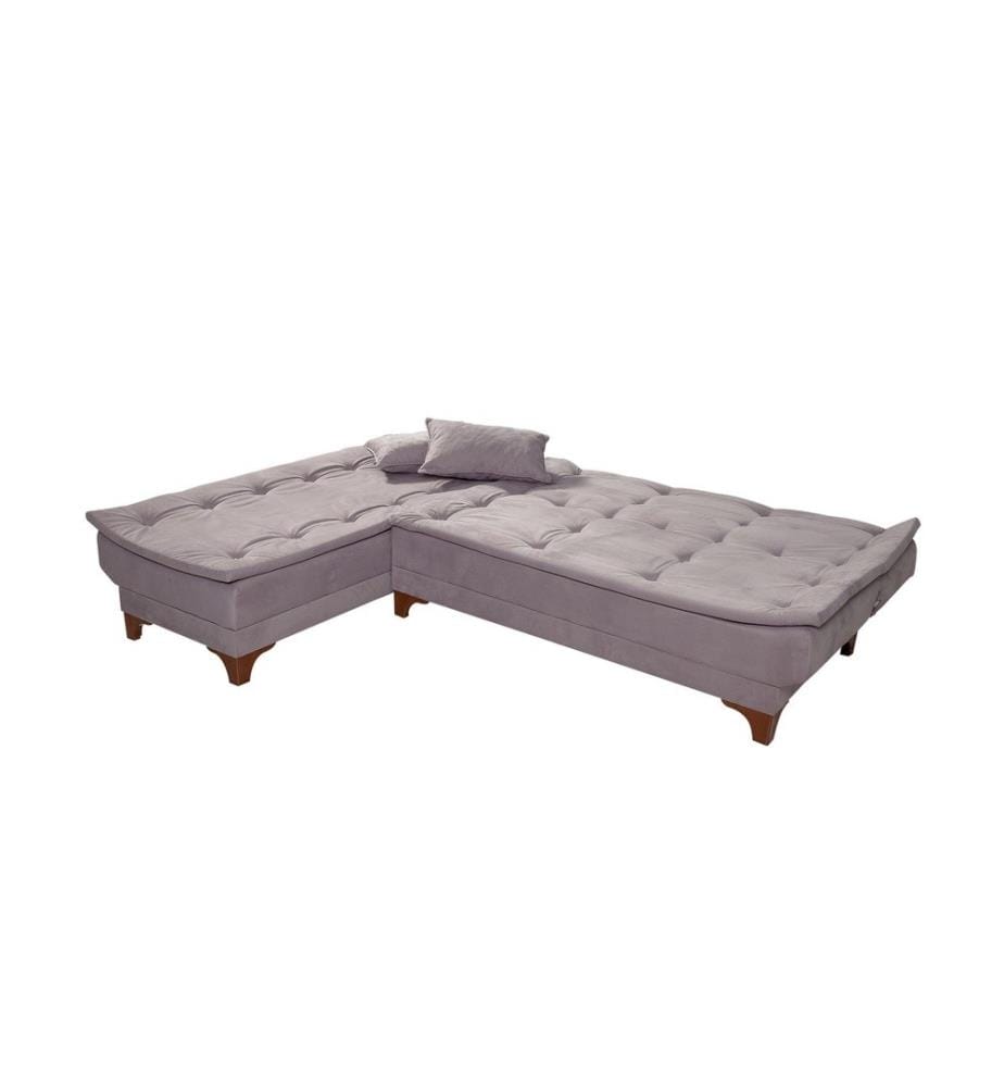 Divano-letto angolare, Grigio, Struttura: Legno di pino, Tessuto: 100% tessuto Soho