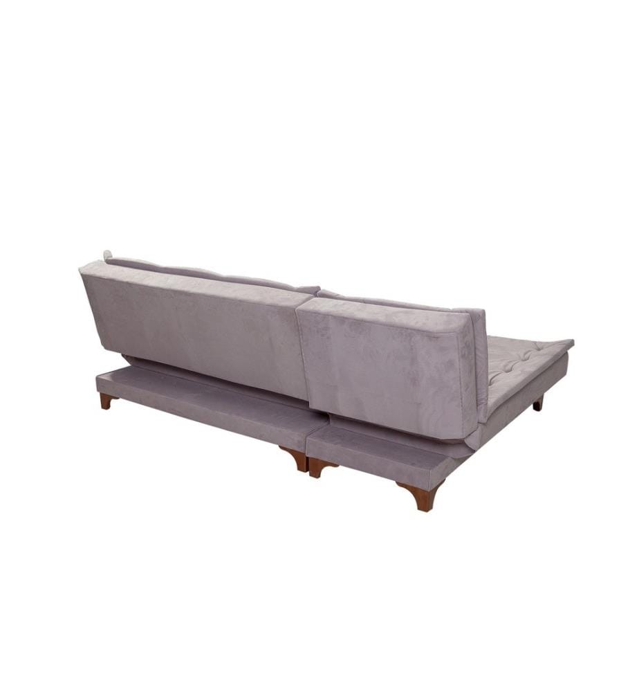 Divano-letto angolare, Grigio, Struttura: Legno di pino, Tessuto: 100% tessuto Soho