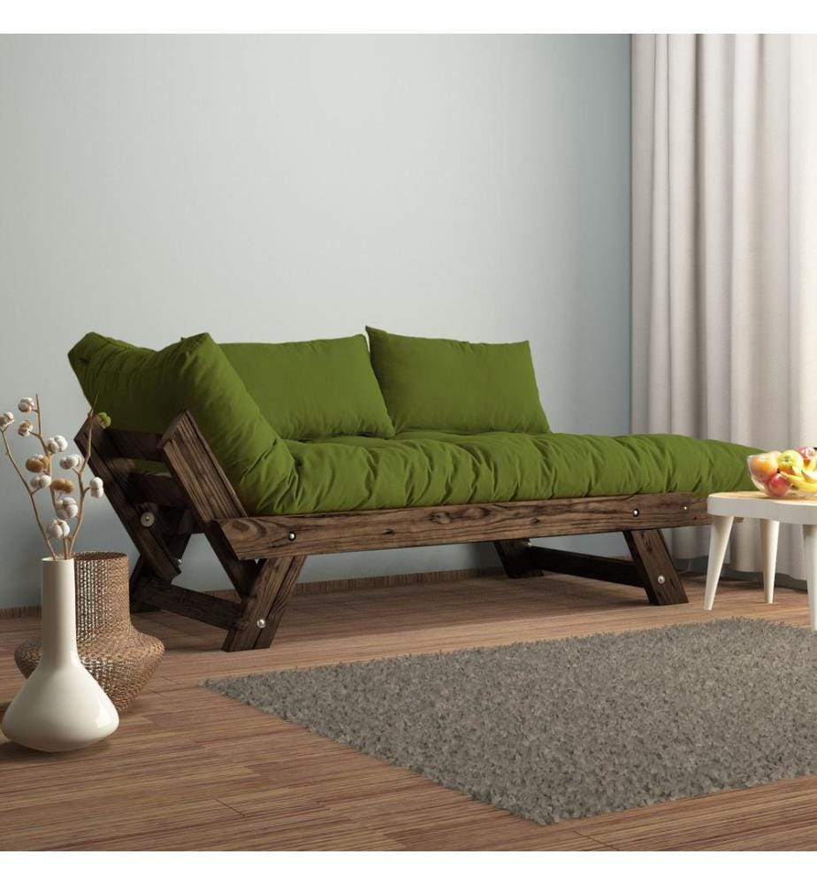 Garten-Zweisitzer-Sofa, Nussbaum, Grün, Gestell: 100 % KIEFERNHOLZ