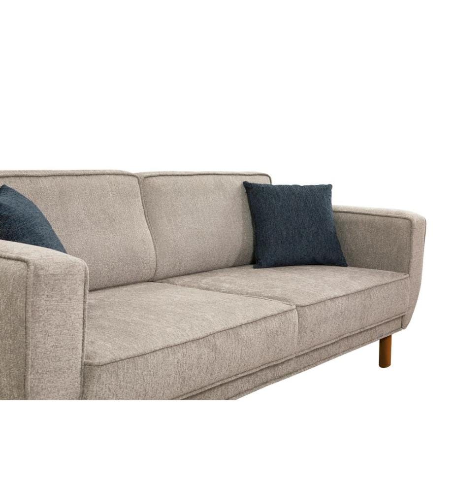 Divano letto a 3 posti, noce, grigio, struttura: LEGNO DI FAGGIO E TRIVANNO, tessuto: 70% POLIESTERE / 30% COTONE, gambe in legno