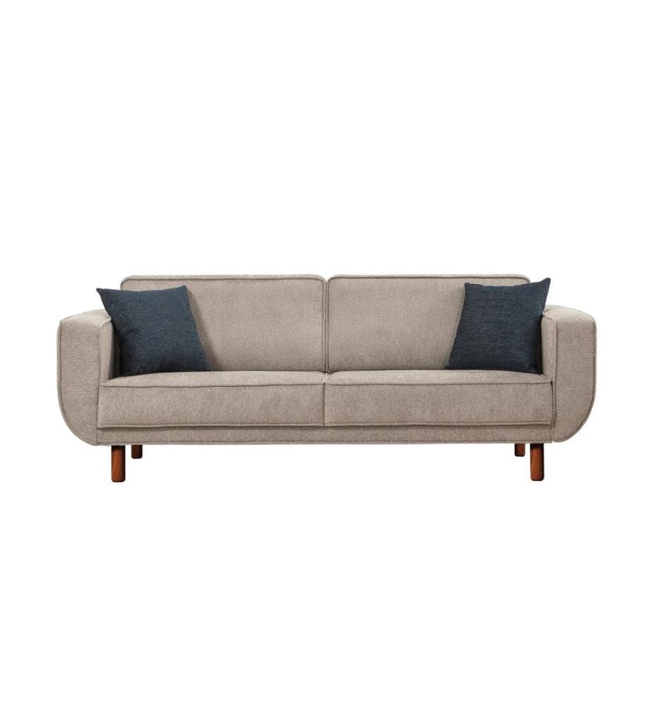 Divano letto a 3 posti, noce, grigio, struttura: LEGNO DI FAGGIO E TRIVANNO, tessuto: 70% POLIESTERE / 30% COTONE, gambe in legno