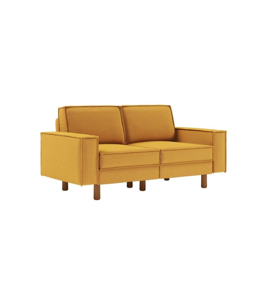 2-Seat Sofa, Mustard, Walnut, Frame: 100% STEEL