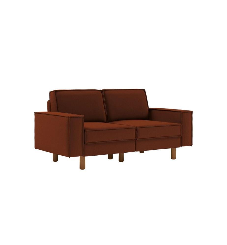 Ziegelrot, Walnuss, Gestell: 100 % STAHL, 2-Sitzer-Sofa