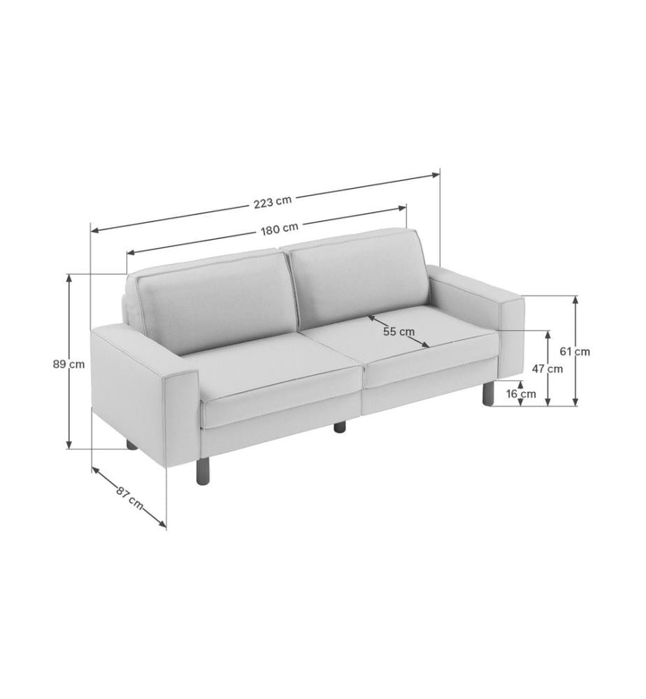 3-Seat Sofa, Mustard, Walnut, Frame: 100% STEEL