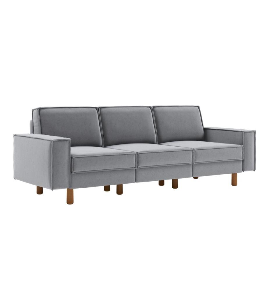 Nebelgrau, Walnuss, Gestell: 100 % STAHL, 3-Sitzer-Sofa