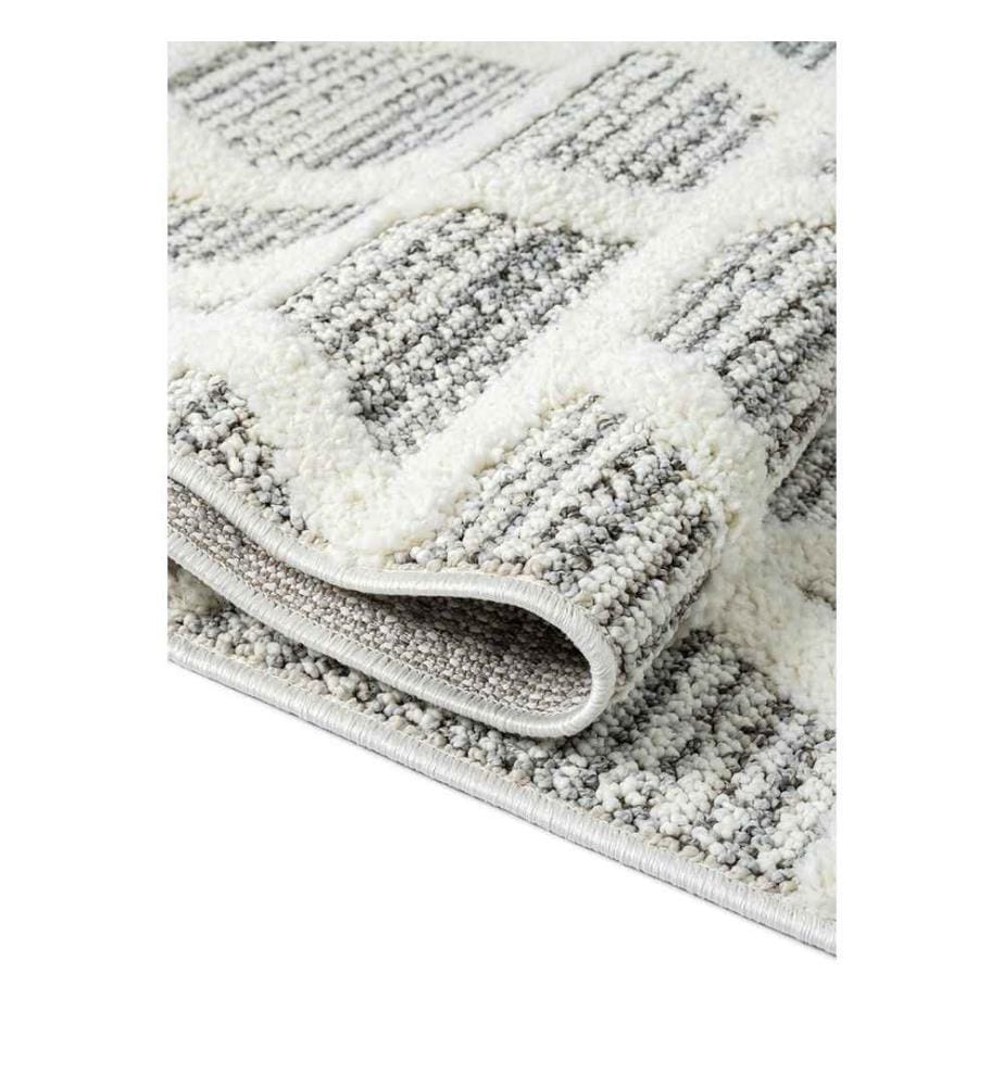 Tapis de hall, crème, gris, 100% polypropylène, 100 x 200 cm