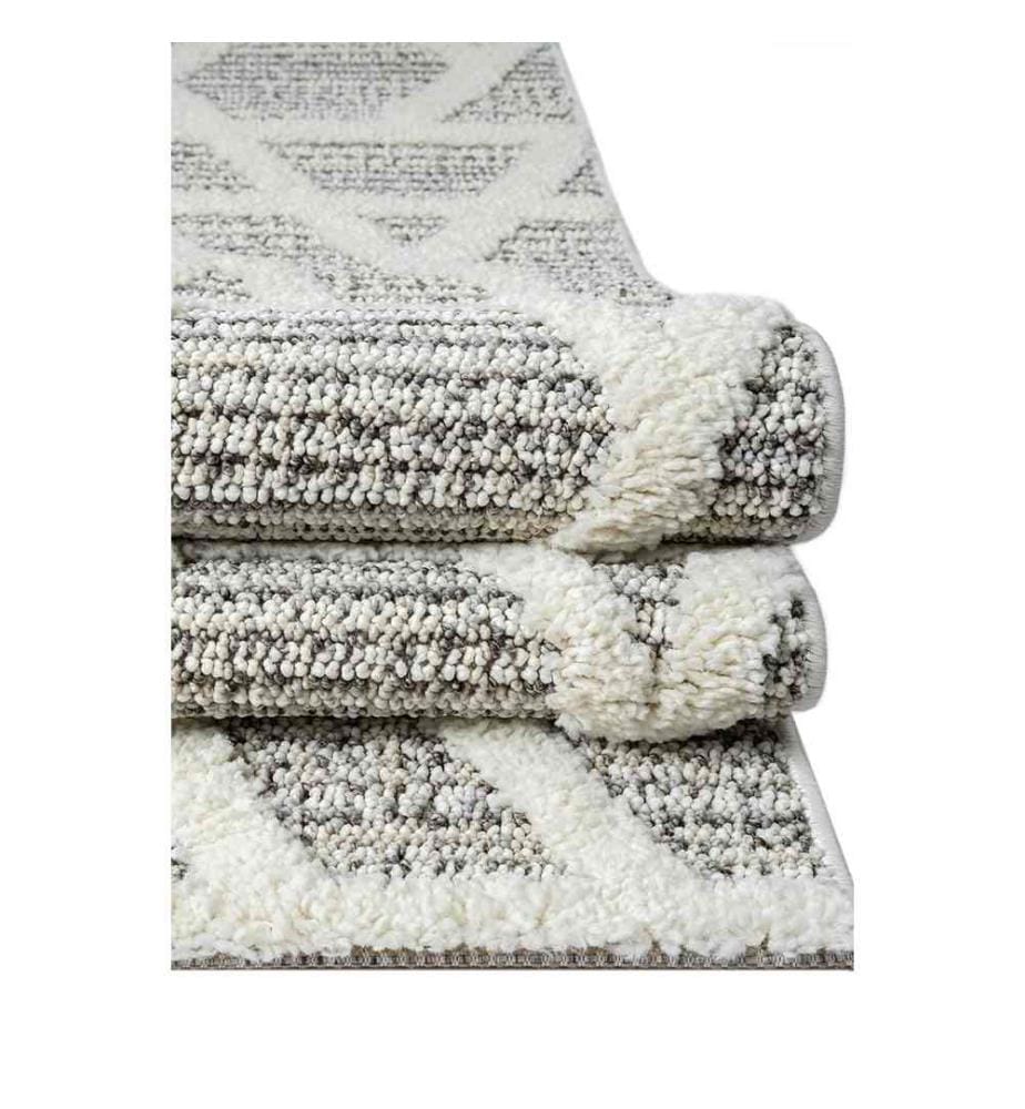 Tapis de hall, crème, gris, 100% polypropylène, 100 x 200 cm