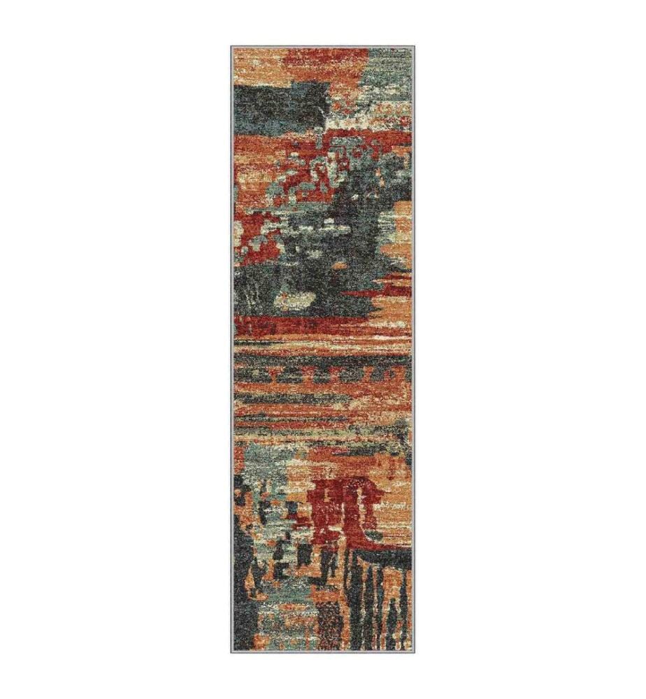 Teppich, Creme, Orange, Rot, Grün, 100% Polyester, 80 x 450 cm