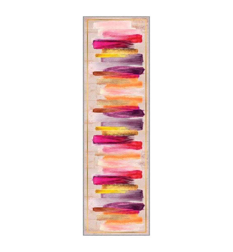 Teppich, Creme, Orange, Gelb, Fuchsia, 100% Polyester, 100 x 500 cm