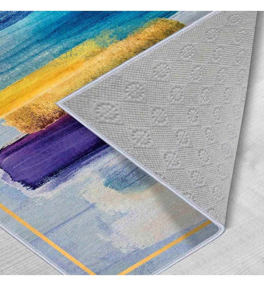 Tapis, or, bleu, violet, gris, 100% polyester, 80 x 550 cm