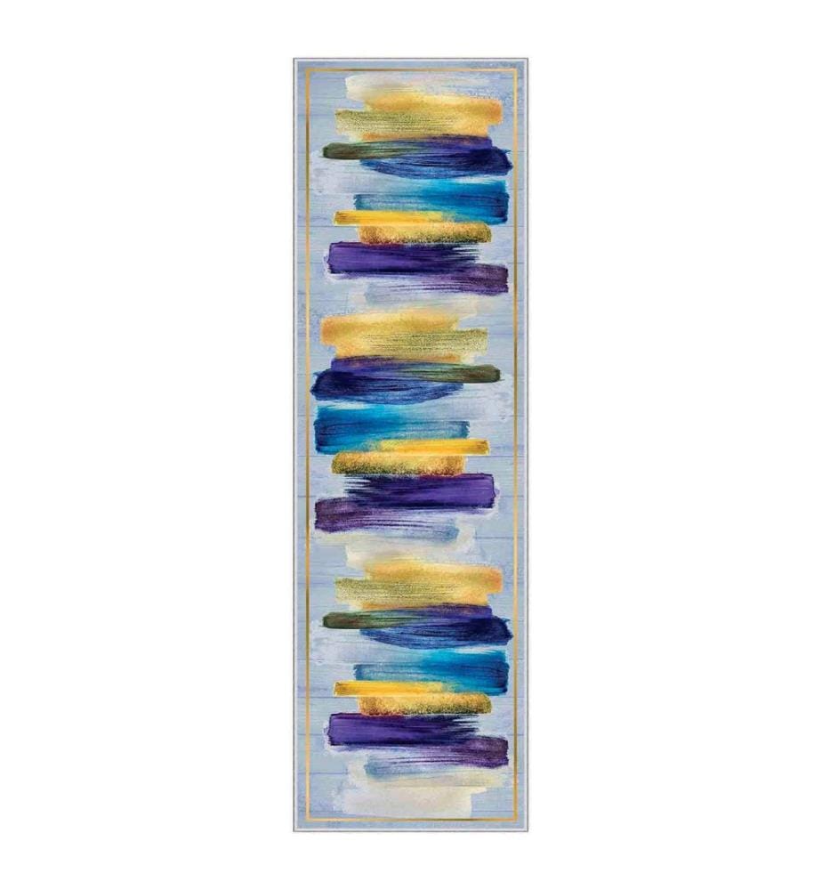 Tapis, or, bleu, violet, gris, 100% polyester, 100 x 500 cm